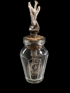VTG Clear Glass Oil Lamp Bottle with Cork Wick 4 1/2" Tall